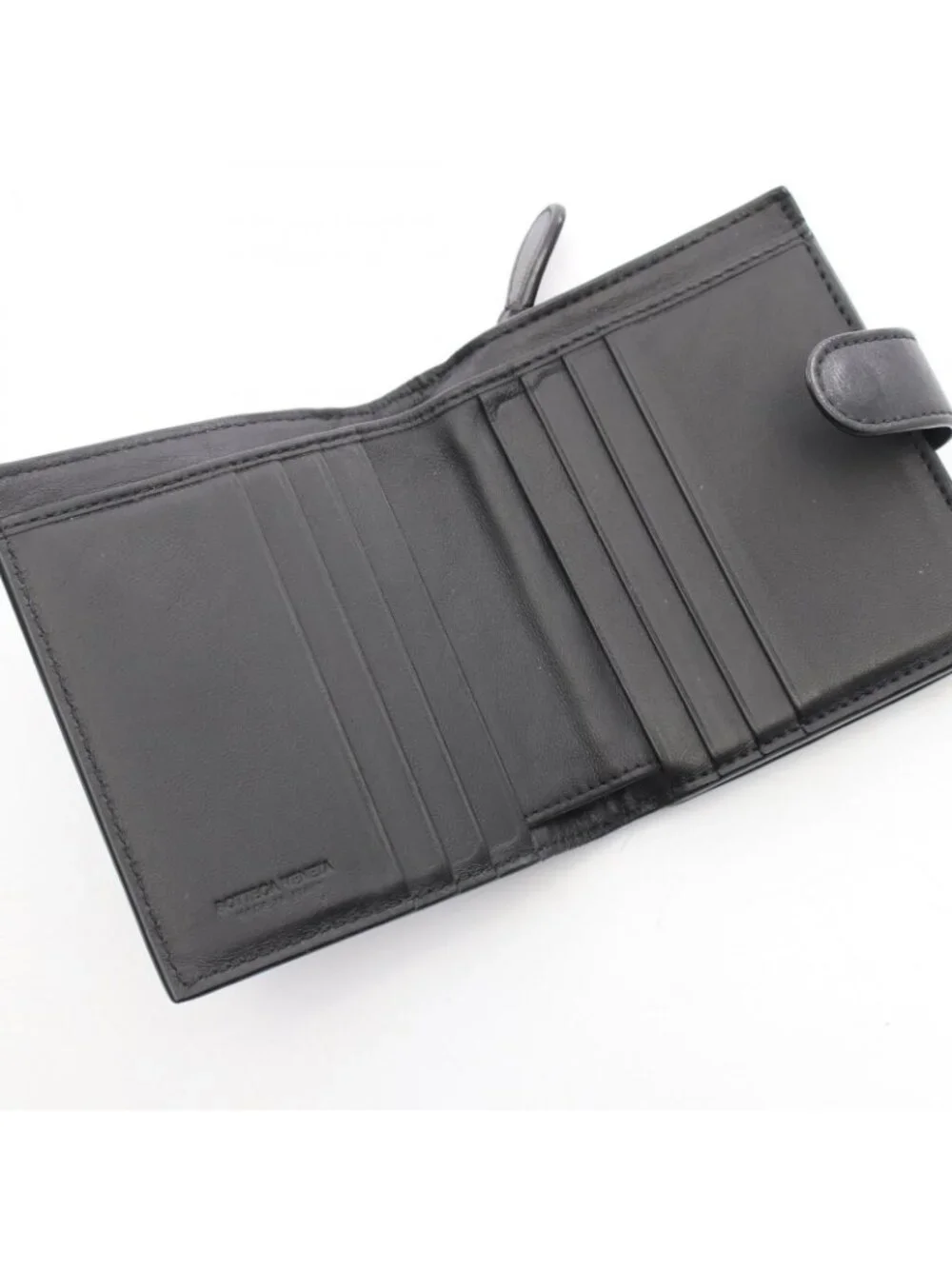 Bottega Veneta Bifold Wallet Intrecciato Black Leather